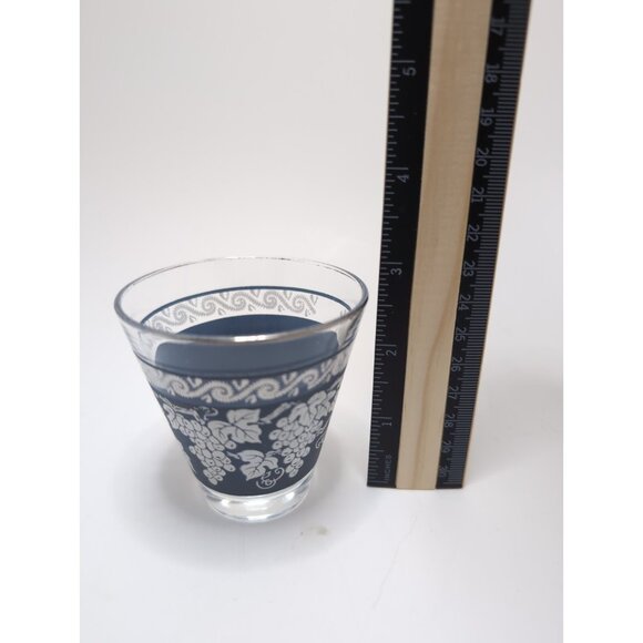 Hazel Atlas 1960s Blue Grape Pattern Glassware Cocktail Barware Vintage Set of 6 - Picture 5 of 16